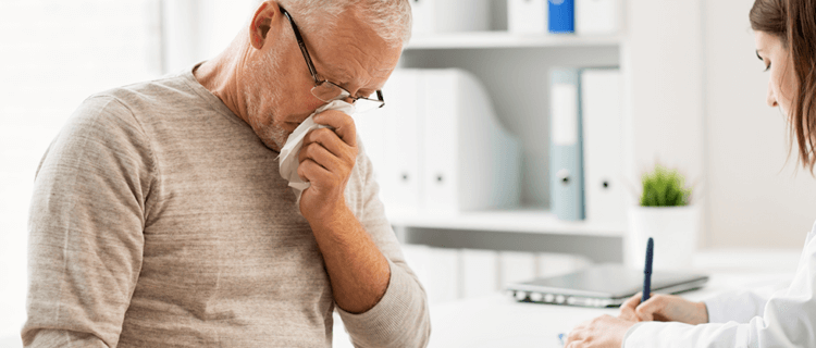 Man explaining flu symptoms COVID and seasonal viruses